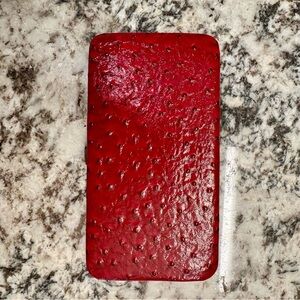 Red Textured Crocodile Skin Wallet